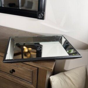 Mirrored Decorative Tray 19x10 | Black Frame | Bar Cart • Coffee Station